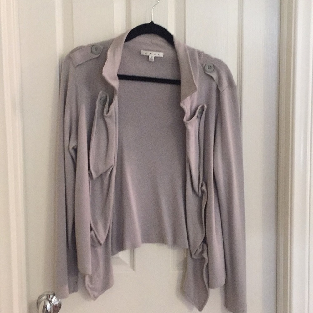 CAbi Ruffled Cardigan Grey Medium
